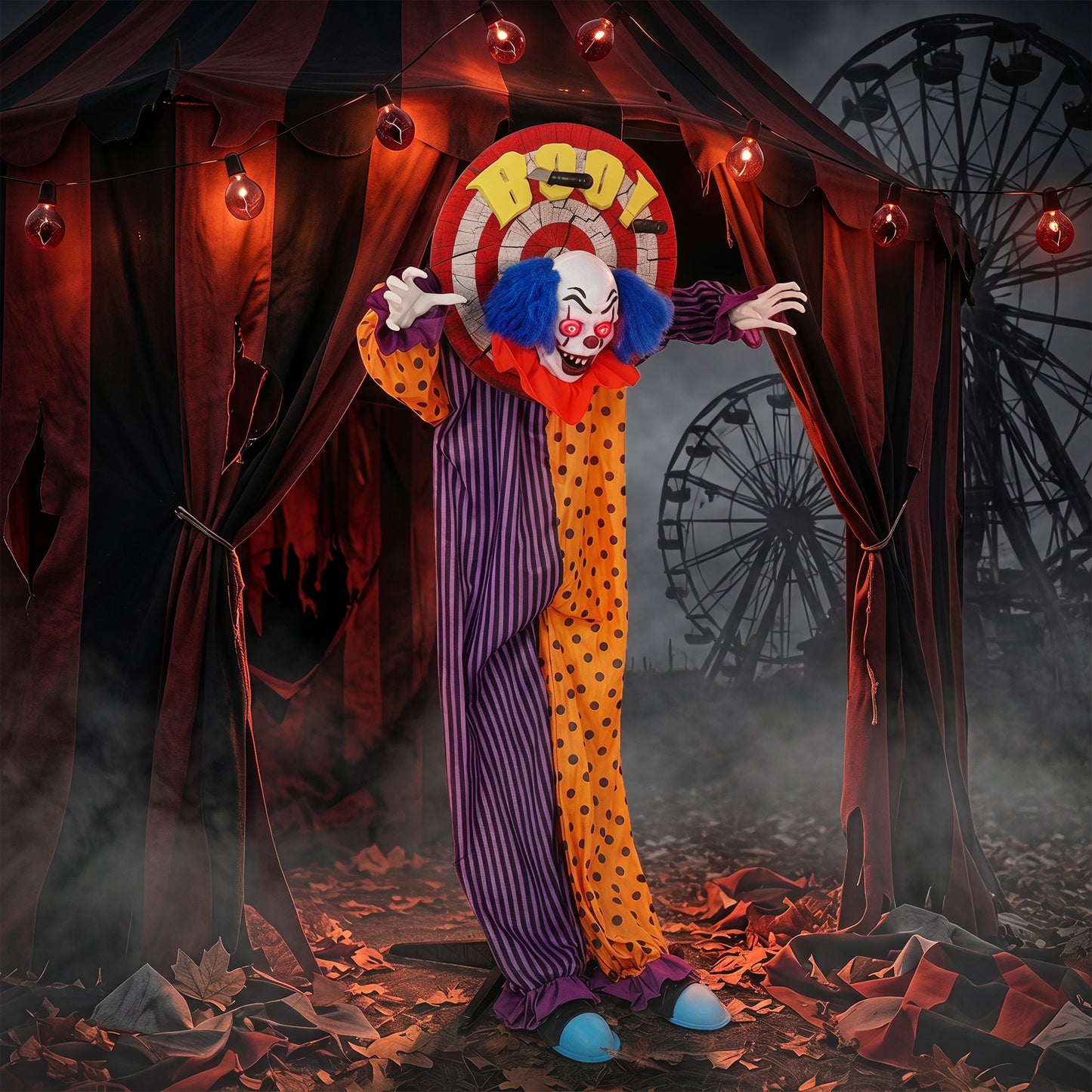 167 cm Life Size Animated Clown Halloween Decorations Outdoor Indoor