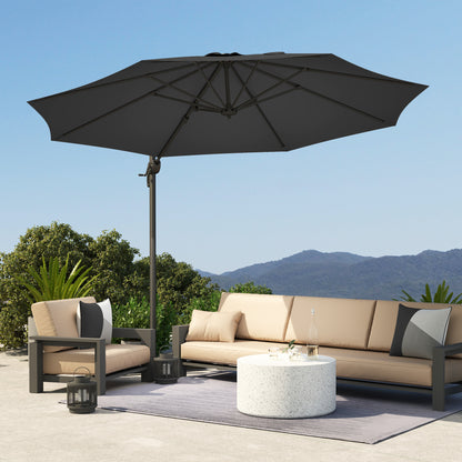 3 x 3(m) Cantilever Parasol Garden Umbrella with Cross Base Black