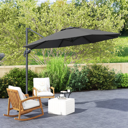 3 x 3(m) Cantilever Parasol Garden Umbrella with Cross Base Black