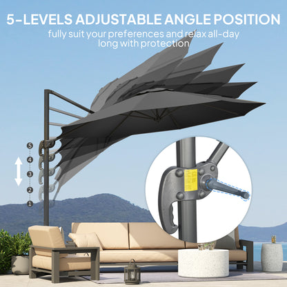 3 x 3(m) Cantilever Parasol Garden Umbrella with Cross Base Black