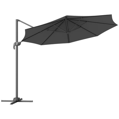 3 x 3(m) Cantilever Parasol Garden Umbrella with Cross Base Black