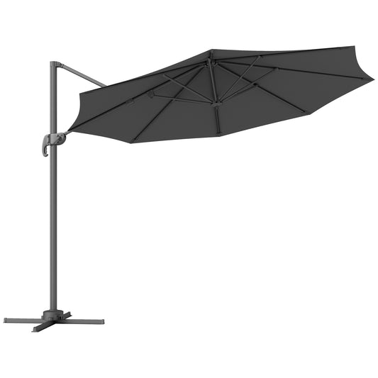 3 x 3(m) Cantilever Parasol Garden Umbrella with Cross Base Black