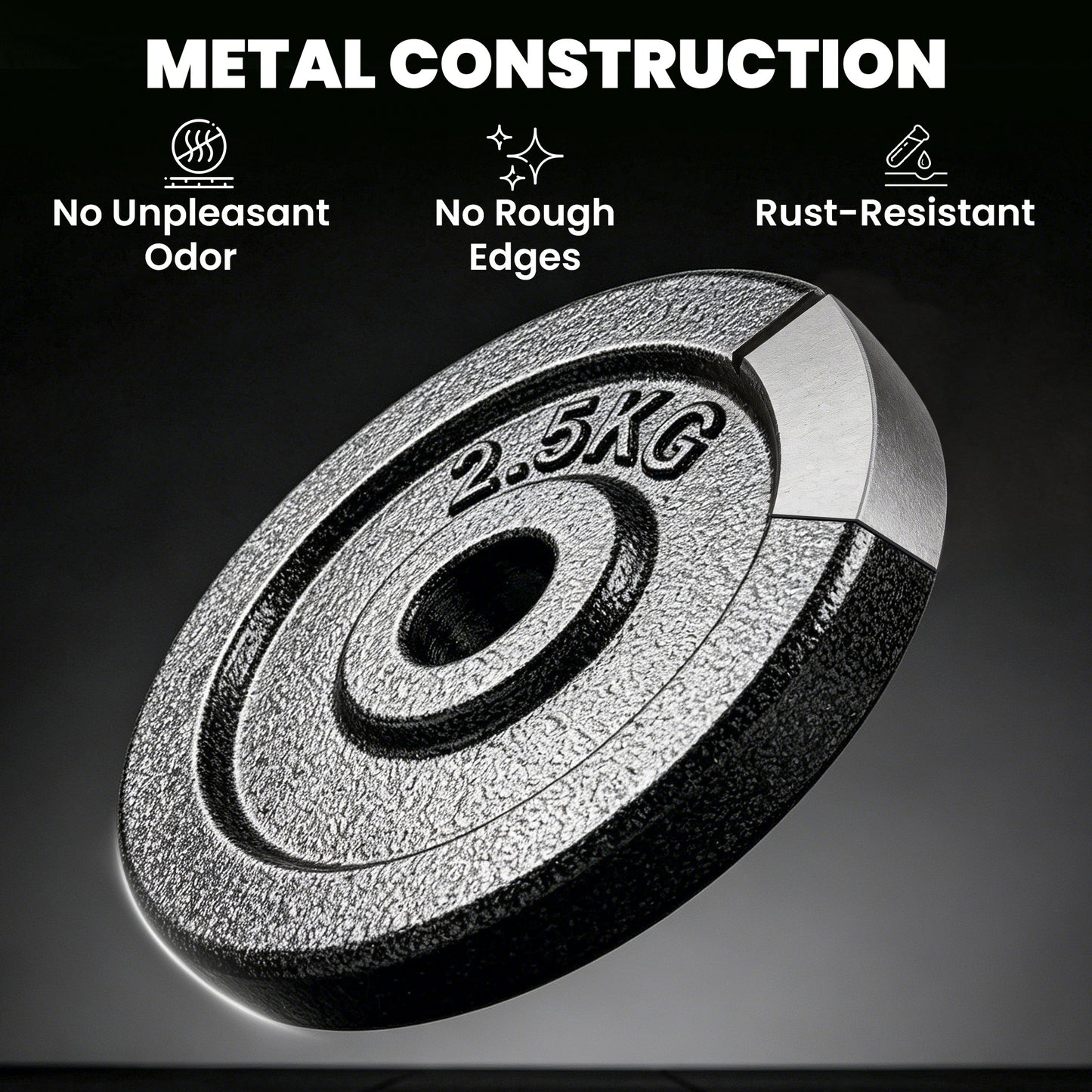 Weight Plates Set, 1"/2.5cm Weight Disc Pair, 4 x 2.5kg Metal Dumbbell/Barbell Plates for Weightlifting and Strength Training Home Gym Fitness Workout, Grey