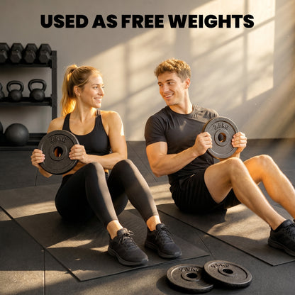 Weight Plates Set, 1"/2.5cm Weight Disc Pair, 4 x 2.5kg Metal Dumbbell/Barbell Plates for Weightlifting and Strength Training Home Gym Fitness Workout, Grey