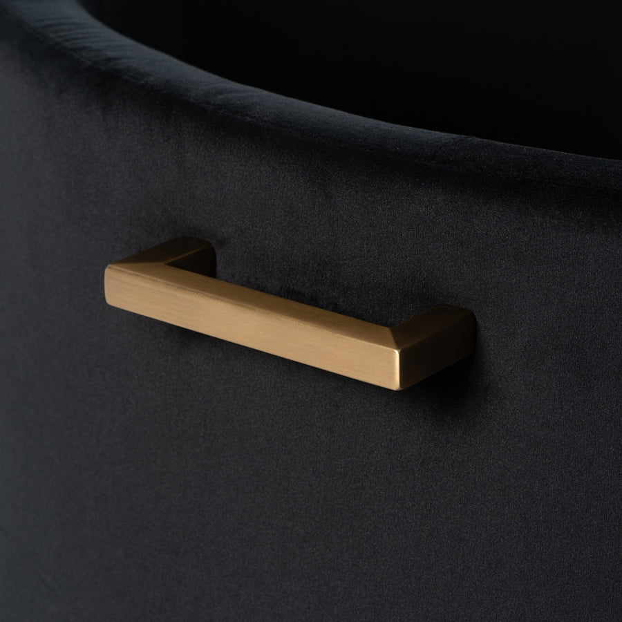 Aria Storage Ottoman – Black – Brass/Silver