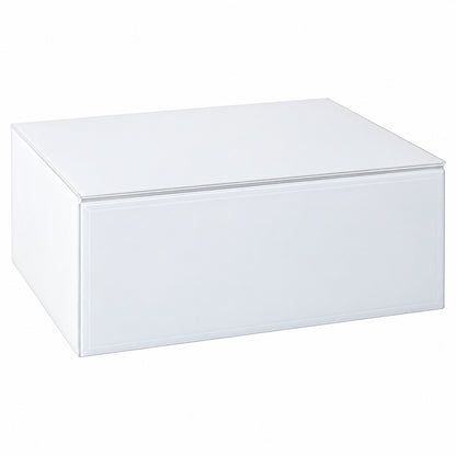 Inga White Glass Floating Bedside Table