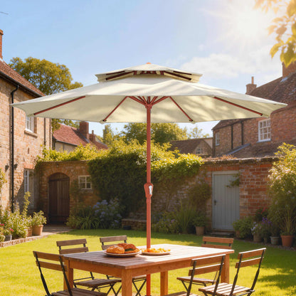 2.7 m Garden Parasol with Double Top, Cream White