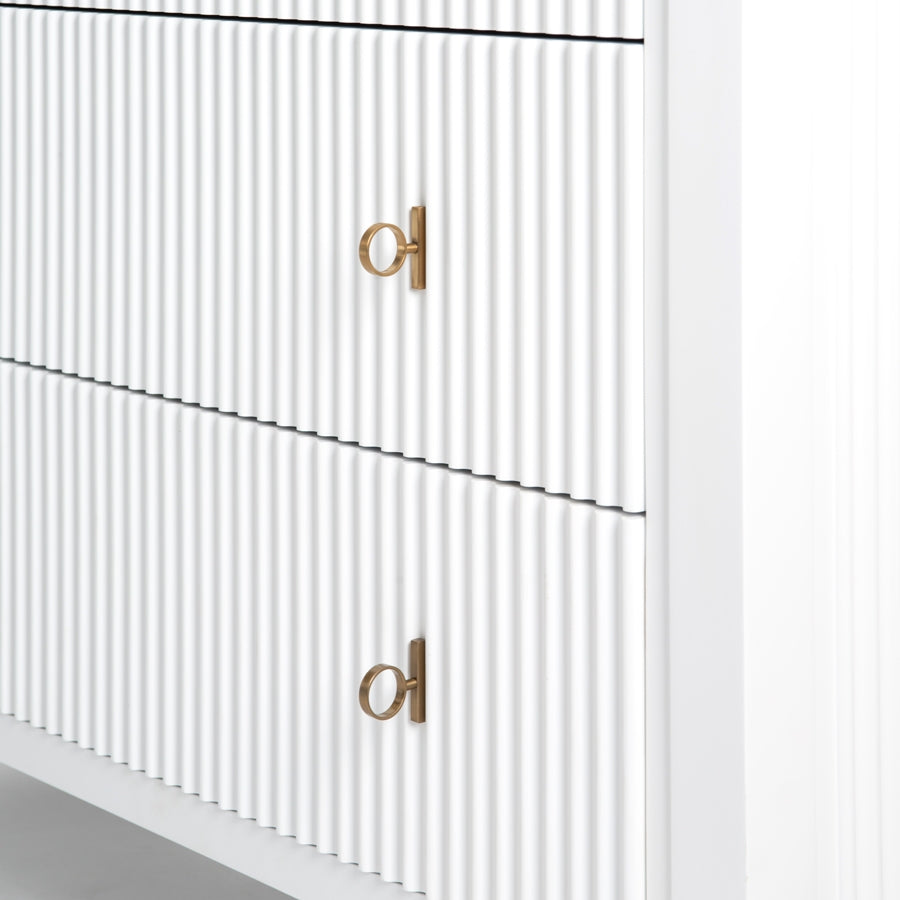 Heidi White Chest of Drawers Brass/Silver
