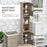 Tall Bathroom Cabinet, Freestanding Bathroom Storage Cabinet with 2 Cupboards 2 Compartments, Anti-Tipping Elevated Base, Grey and Oak Brown