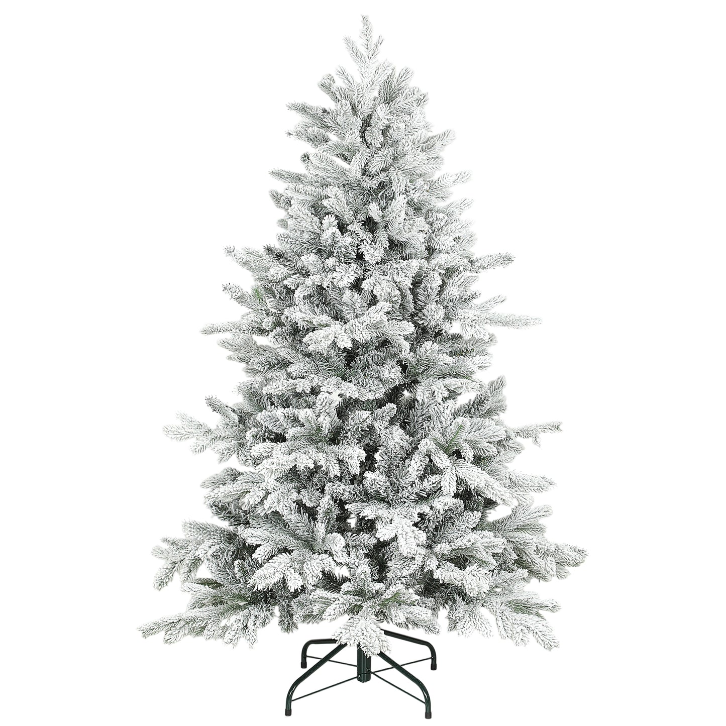 5ft Artificial Christmas Tree with Snow, Hinged Xmas Tree