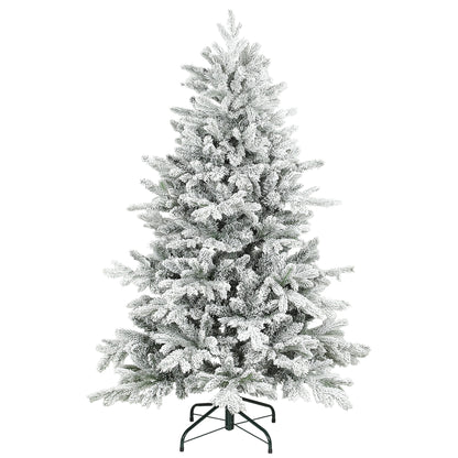5ft Artificial Christmas Tree with Snow, Hinged Xmas Tree