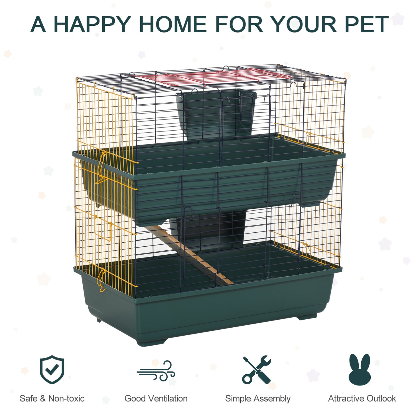 Small Animal Cage Habitat w/ Accessories 2-Story Large Pet Play House