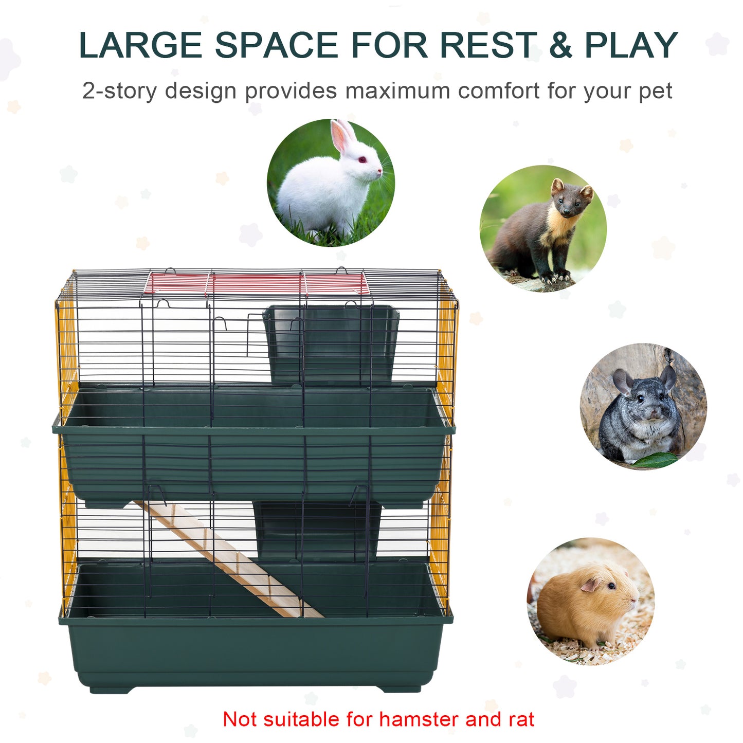 Small Animal Cage Habitat w/ Accessories 2-Story Large Pet Play House