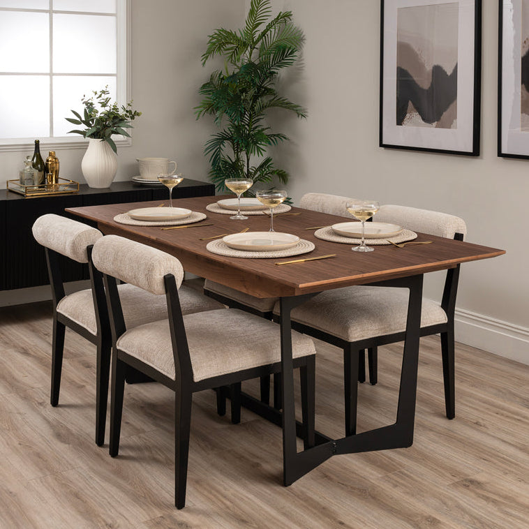 Finley Extending Dining Table and 6 Hera Dining Chairs