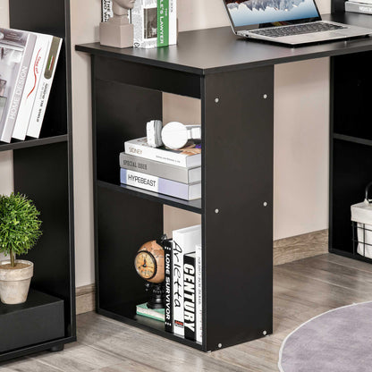 120cm Computer Desk Bookshelf Writing Table 6 Shelves Black