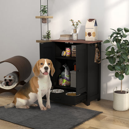 Dog Feeding Station with Storage, Pet Feeding Station with Dog Bowls
