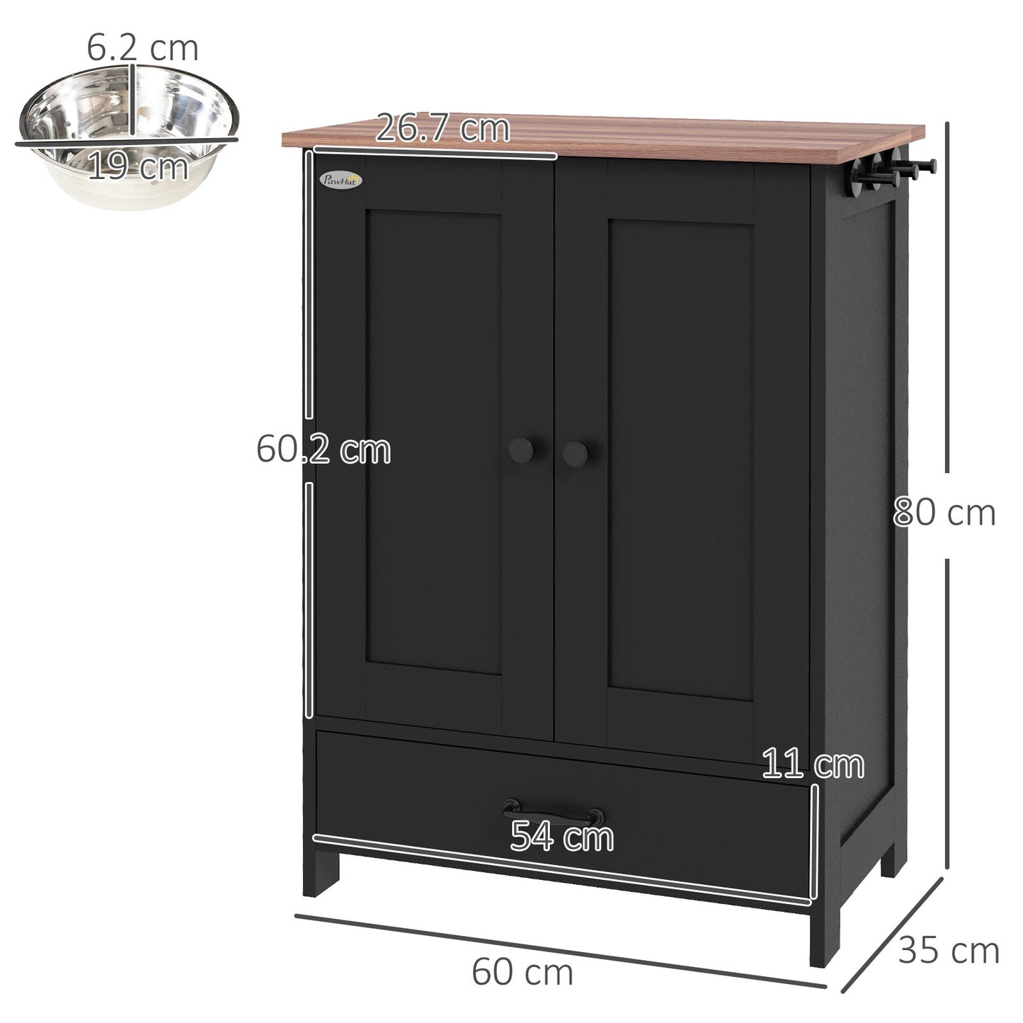 Dog Feeding Station with Storage, Pet Feeding Station with Dog Bowls