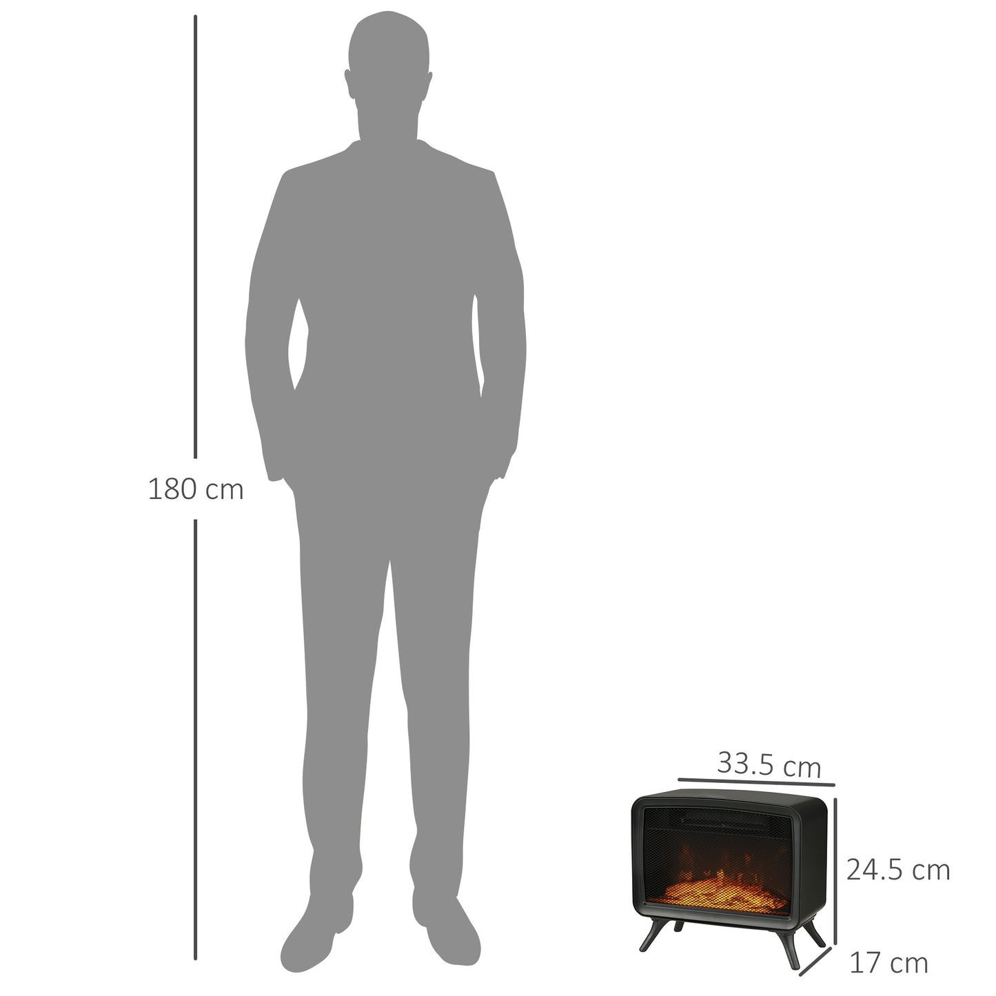 Freestanding or Tabletop Electric Fireplace, Stove Heater, 800W/1600W