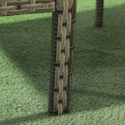 3 Pieces Outdoor Rattan Bistro Set, Patio Wicker Balcony Furniture, Conservatory Sets w/ Coffee Table and Cushioned Chair, Mixed Grey