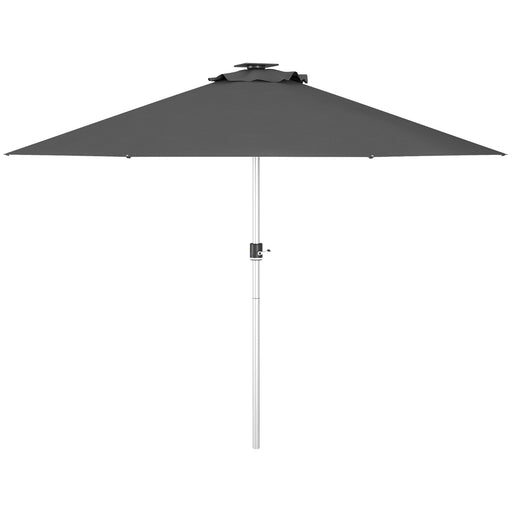 LED Patio Umbrella, Lighted Deck Umbrella with 4 Lighting Modes, Solar & USB Charging, Charcoal Grey