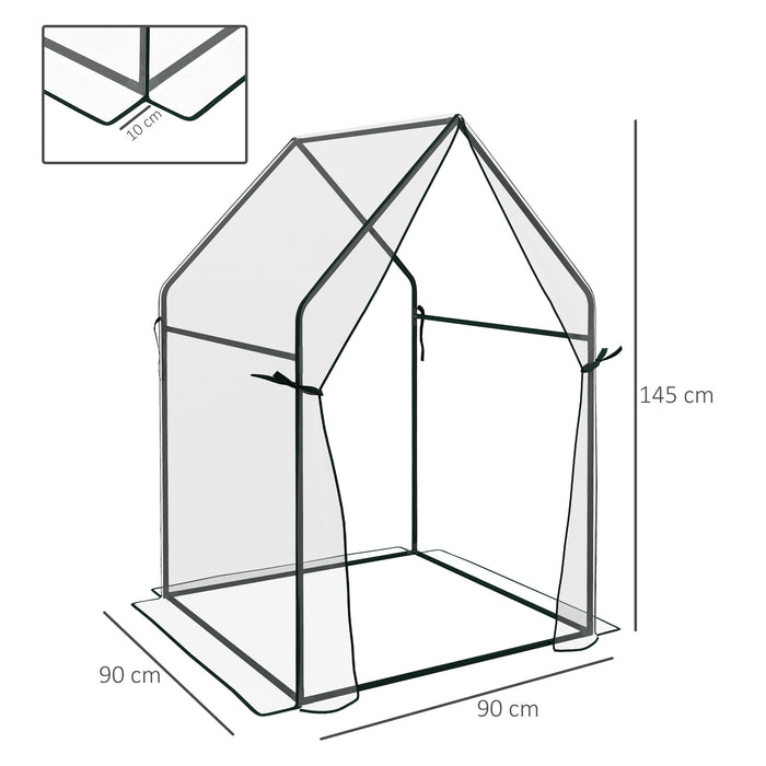 Mini Greenhouse, Garden Tomato Growhouse with 2 Zipped Doors, Portable Indoor Outdoor Green House, 90 x 90 x 145cm, Clear