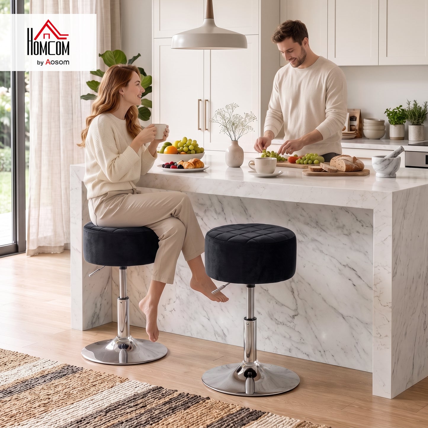 Bar Stool Adjustable Swivel 1 Piece, Black