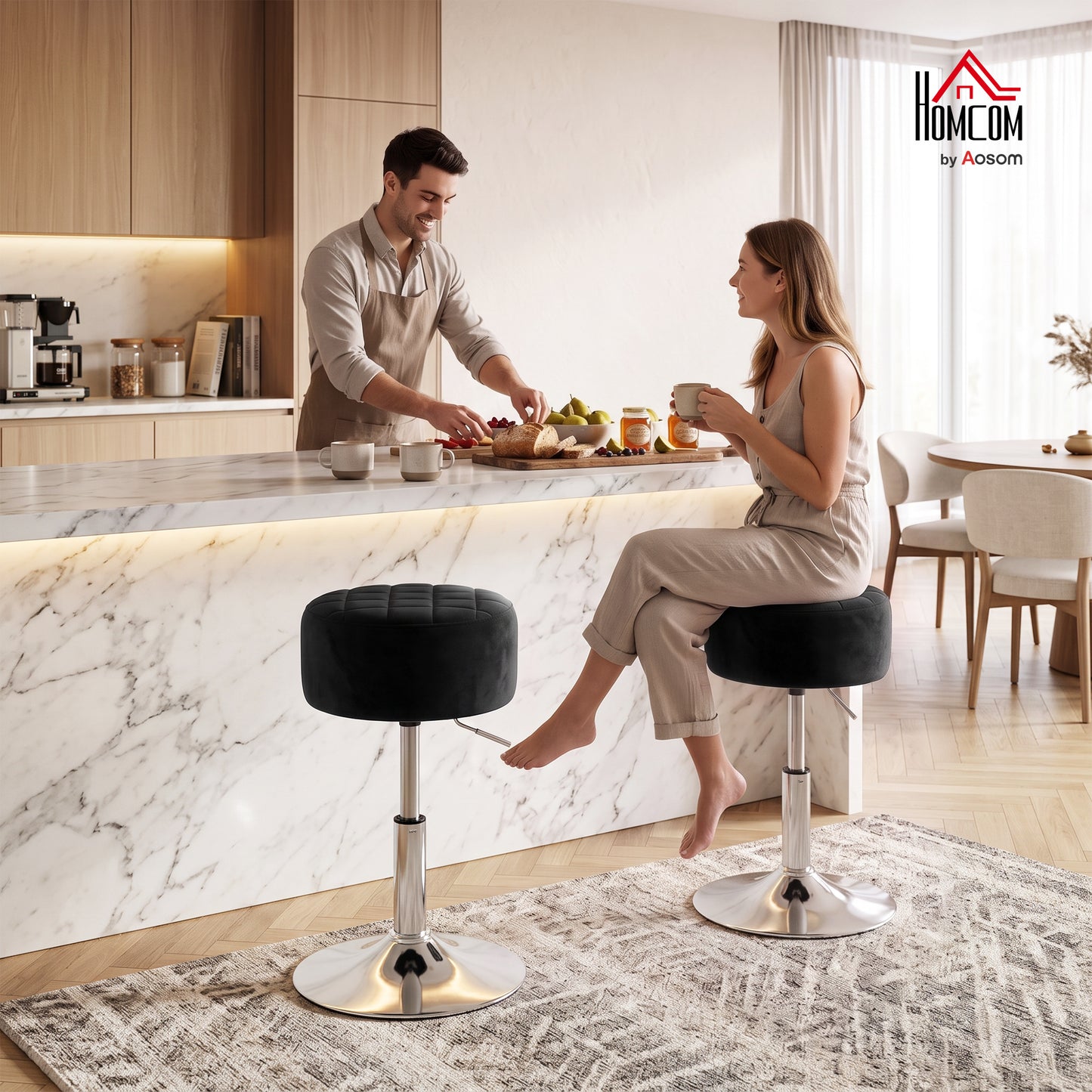 Bar Stool Adjustable Swivel 1 Piece, Black