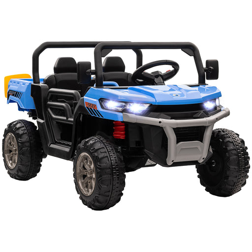 12V Two-Seater Kids Electric Ride-On Car w/ Electric Bucket - Blue