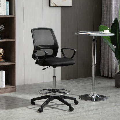 Vinsetto Ergonomic Mesh Back Draughtsman Chairs Tall Office Chair with Adjustable Height and Footrest 360¬¨‚àû Swivel