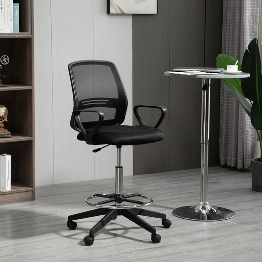 Vinsetto Ergonomic Mesh Back Draughtsman Chairs Tall Office Chair with Adjustable Height and Footrest 360¬¨‚àû Swivel