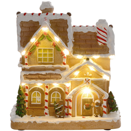 Lighted and Musical Christmas Candy House with Gingerbread Man Brown