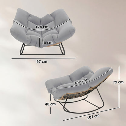 Indoor Outdoor Rocking Chair with Cushion, Light Grey