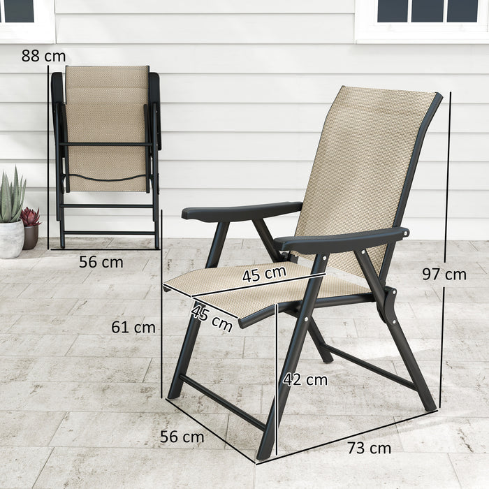 4PCS Folding Chair w/ Breathable Mesh Fabric Seat, Brown