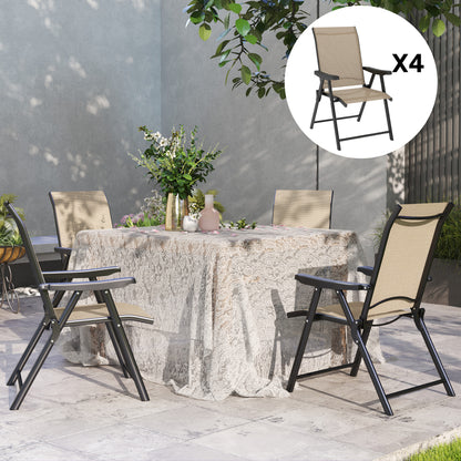 4PCS Folding Chair w/ Breathable Mesh Fabric Seat, Brown