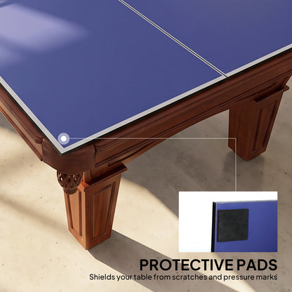 9 ft Folding Ping Pong Table Top for Billiard Tables, Regulation Sized Foldable Table Tennis Conversion Top with Net Set, Foam Padding, Net Storage Bag, Blue