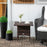 Outdoor Rattan Side Table Coffee Table with Plastic Board, Full Woven Table Top for Patio, Garden, Balcony, Mixed Brown