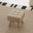 Modern Tufted Footstool, Fabric Foot Stool with Rubber Wood Legs, Padded Seat, for Living Room, Bedroom, Entryway, Light Brown