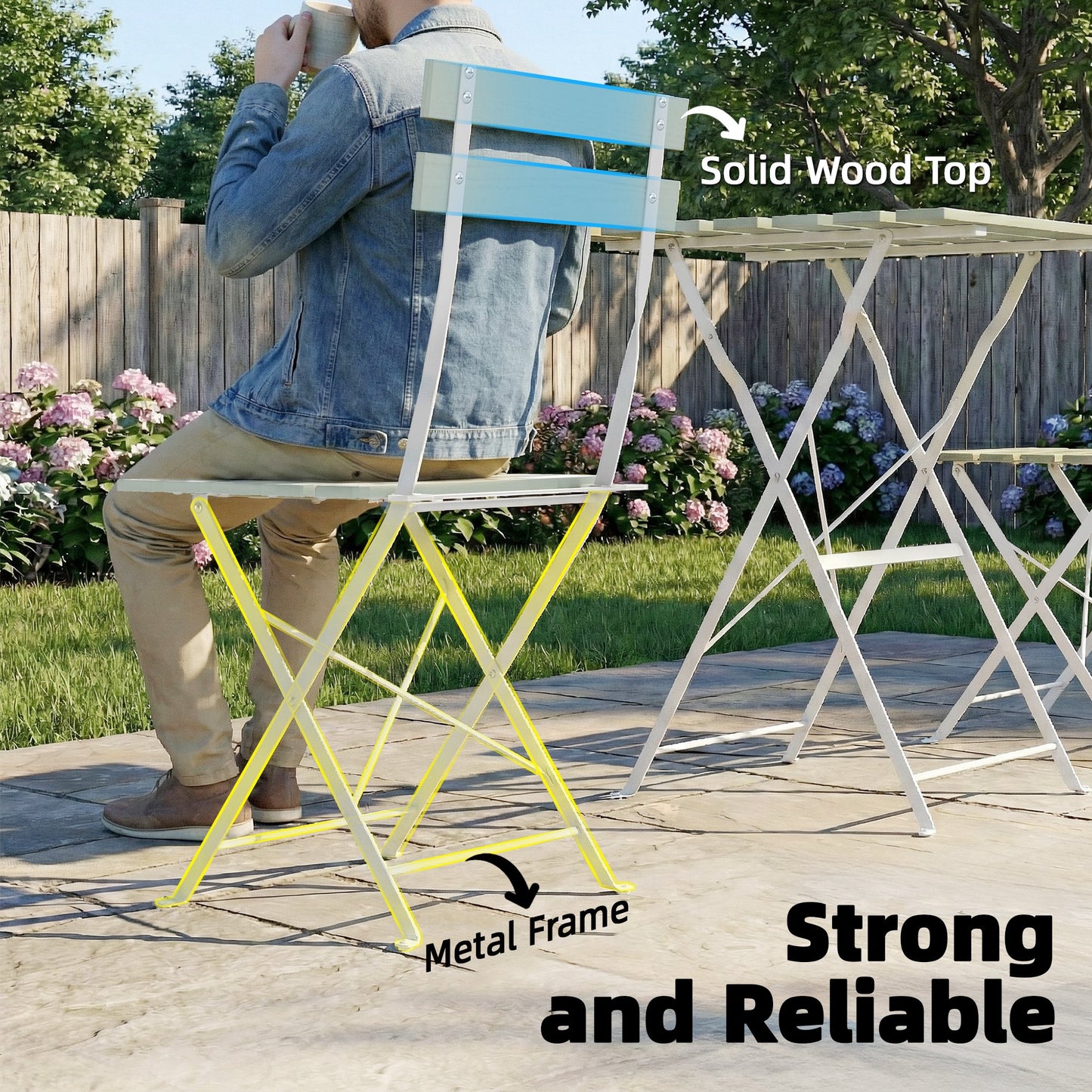 Outdoor Bistro Set Folding for 2 People White Green