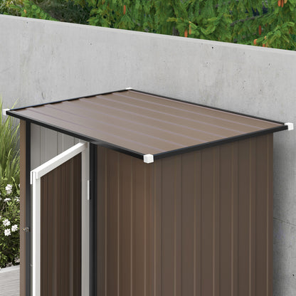 Outdoor Storage Shed Steel Garden Shed w/ Lockable Door Brown