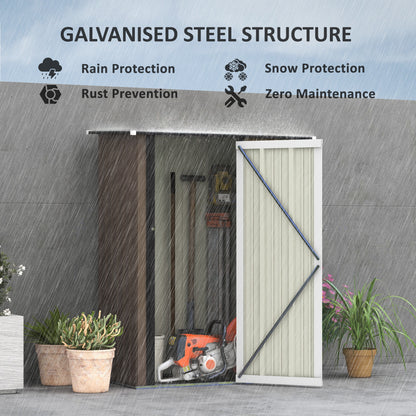 Outdoor Storage Shed Steel Garden Shed w/ Lockable Door Brown