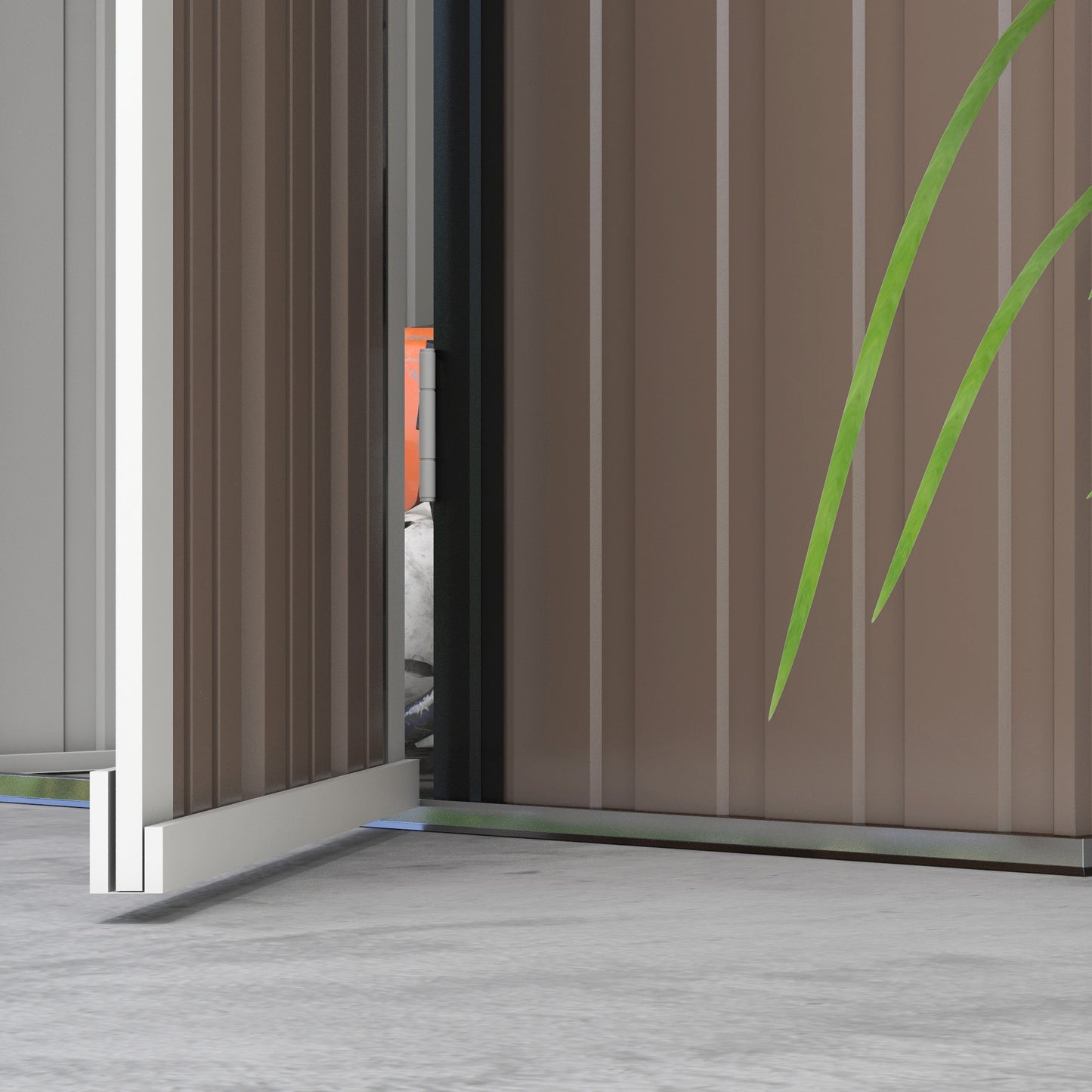 Outdoor Storage Shed Steel Garden Shed w/ Lockable Door Brown