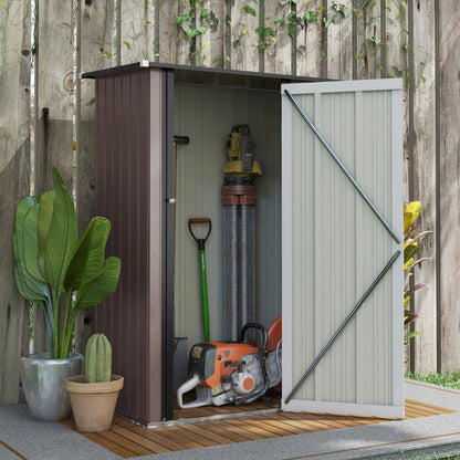 Outdoor Storage Shed Steel Garden Shed w/ Lockable Door Brown