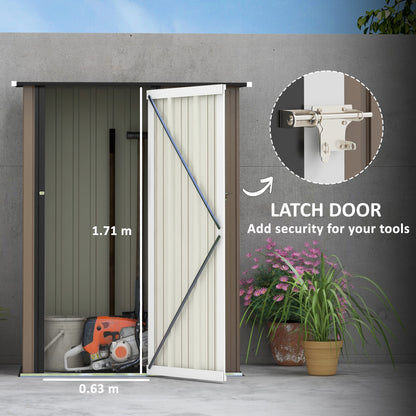 Outdoor Storage Shed Steel Garden Shed w/ Lockable Door Brown