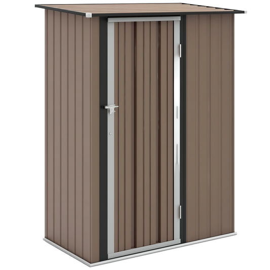 Outdoor Storage Shed Steel Garden Shed w/ Lockable Door Brown
