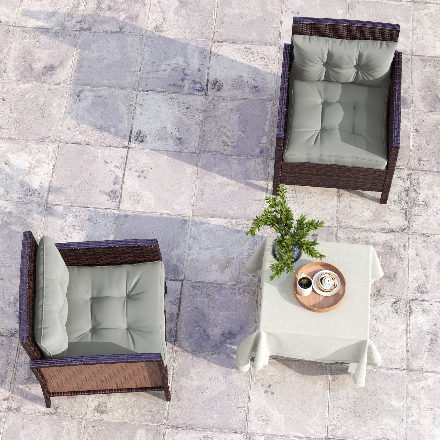 4pcs Outdoor Seat Cushions Back Cushions, 60 x 60 x 10cm Water Repellent Seat Pads for Garden Patio Kitchen Office Chairs, Light Grey