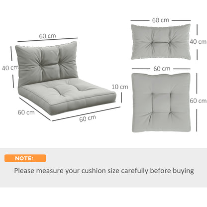 4pcs Outdoor Seat Cushions Back Cushions, 60 x 60 x 10cm Water Repellent Seat Pads for Garden Patio Kitchen Office Chairs, Light Grey