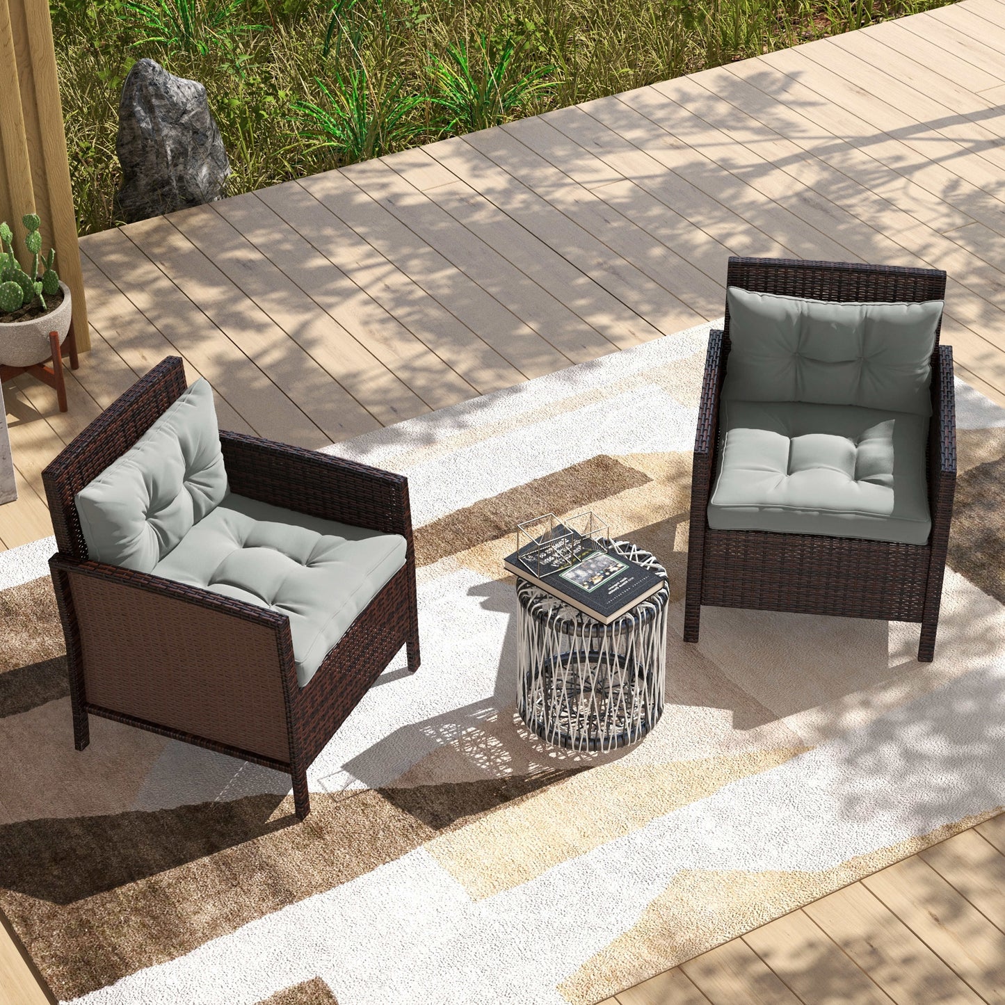 4pcs Outdoor Seat Cushions Back Cushions, 60 x 60 x 10cm Water Repellent Seat Pads for Garden Patio Kitchen Office Chairs, Light Grey
