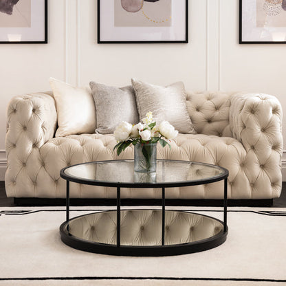 Frankfurt Two Seat Sofa – Chalk – Black Base