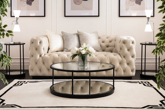 Frankfurt Two Seat Sofa – Chalk – Black Base