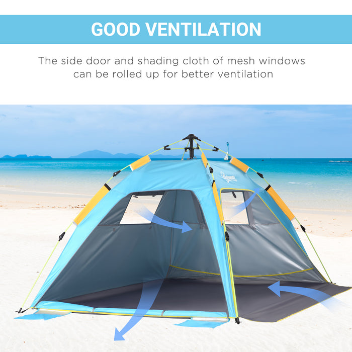 Beach Tent for 1-2 Person Pop-up Design with 2 Mesh Windows & 2 Doors Green